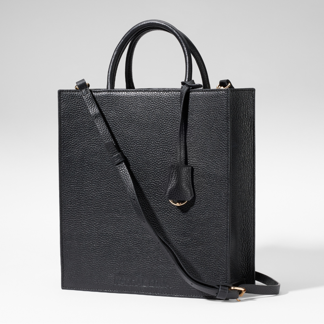 Karral Luva Leather Black Tote Bag