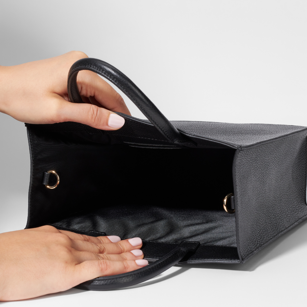 Karral Luva Leather Black Tote Bag