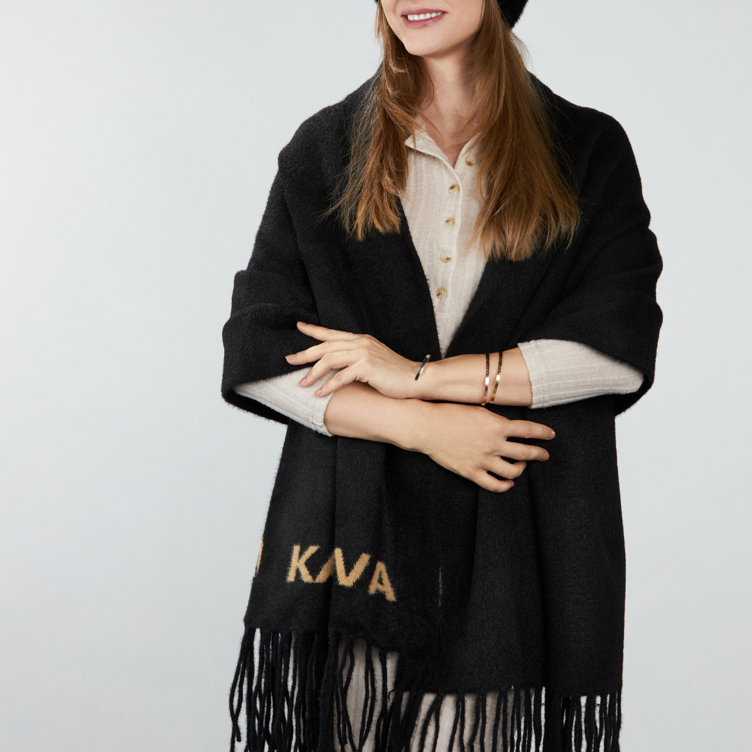 Black Furry Pashmina
